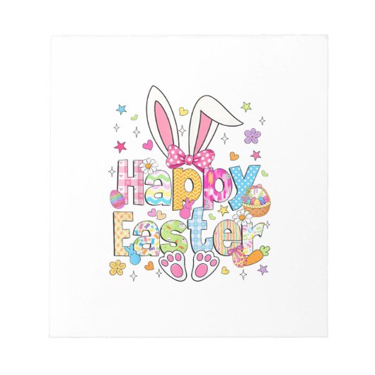 Happy Easter 2026 Cute Bunny Rabbit Easter Day Wom ノートパッド (正面)