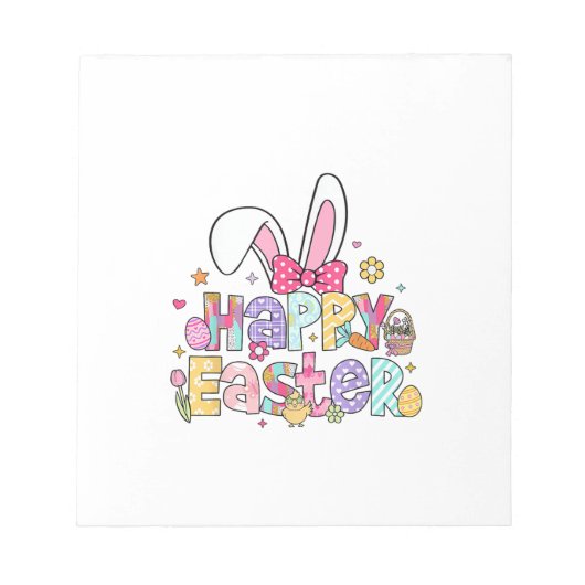Happy Easter 2026 Cute Bunny Rabbit Easter Day Wom ノートパッド (正面)
