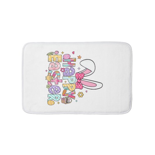 Happy Easter 2026 Cute Bunny Rabbit Easter Day Wom バスマット (正面)