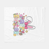 Happy Easter 2026 Cute Bunny Rabbit Easter Day Wom フリースブランケット (正面(横))
