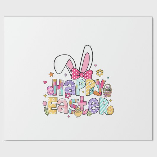 Happy Easter 2026 Cute Bunny Rabbit Easter Day Wom ラッピングペーパー (フラット)
