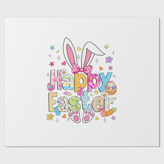 Happy Easter 2026 Cute Bunny Rabbit Easter Day Wom ラッピングペーパー (フラット)