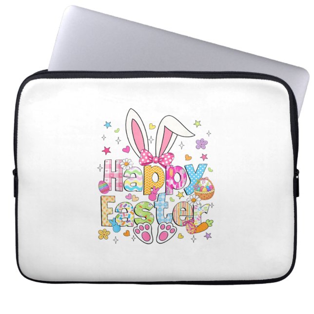 Happy Easter 2026 Cute Bunny Rabbit Easter Day Wom ラップトップスリーブ (正面)