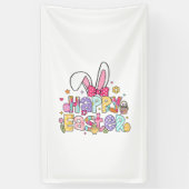 Happy Easter 2026 Cute Bunny Rabbit Easter Day Wom 横断幕 (縦)