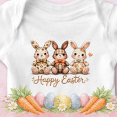 Happy Easter 3 Charming Plaid Bunnies ベビーボディスーツ