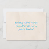 Happy Easter Airplane Over Beach with Flamingos シーズンカード (裏面)