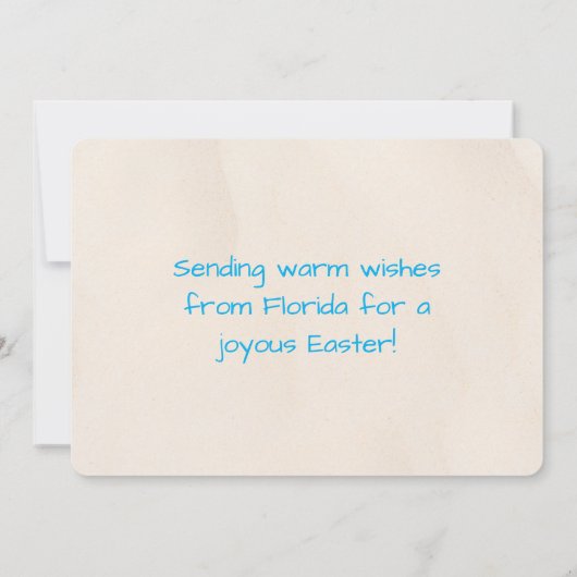 Happy Easter Airplane Over Beach with Flamingos シーズンカード (裏面)