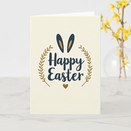 Happy Easter Animal Ears Card カード (黄色い花)