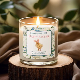 Happy Easter Baby Chick Custom Candle Label スクエアシール
