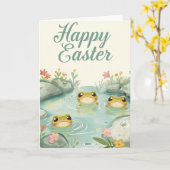 Happy easter  baby frogs カード (黄色い花)