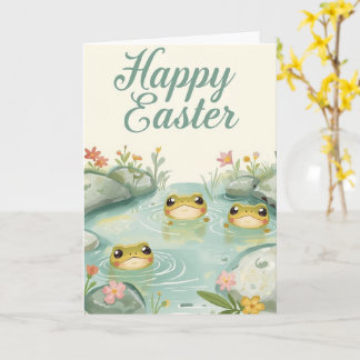 Happy easter baby frogs カード