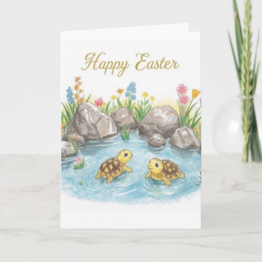 Happy easter baby turtles カード (正面)