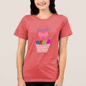 Happy Easter Basket Pink Bow Women's T-Shirt トライブレンドＴシャツ (正面)