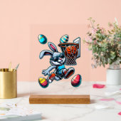 Happy Easter Basketball Boys Easter Bunny Funny Ea アクリルサイン (ウェディング)