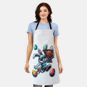 Happy Easter Basketball Boys Easter Bunny Funny Ea エプロン (着用した状態)