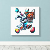 Happy Easter Basketball Boys Easter Bunny Funny Ea キャンバスプリント (インサイチュ (ウッドフロア))