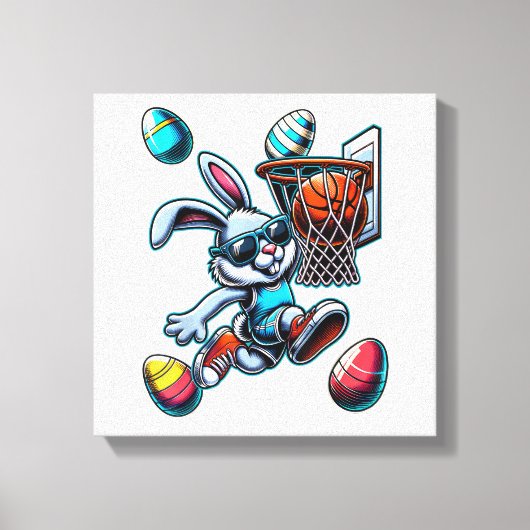 Happy Easter Basketball Boys Easter Bunny Funny Ea キャンバスプリント (正面)