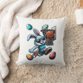 Happy Easter Basketball Boys Easter Bunny Funny Ea クッション (ブランケット)