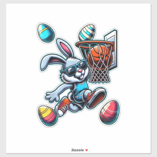 Happy Easter Basketball Boys Easter Bunny Funny Ea シール (シート)