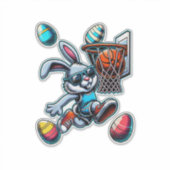 Happy Easter Basketball Boys Easter Bunny Funny Ea シール (正面)