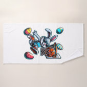 Happy Easter Basketball Boys Easter Bunny Funny Ea バスタオル (バスタオル)