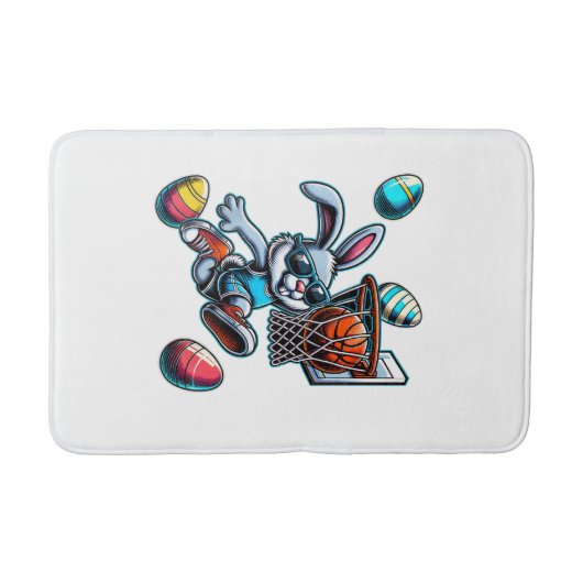 Happy Easter Basketball Boys Easter Bunny Funny Ea バスマット (正面)