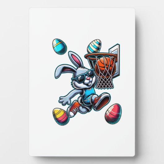 Happy Easter Basketball Boys Easter Bunny Funny Ea フォトプラーク (正面)