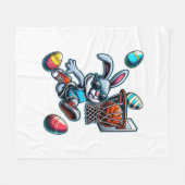 Happy Easter Basketball Boys Easter Bunny Funny Ea フリースブランケット (正面(横))