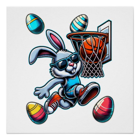 Happy Easter Basketball Boys Easter Bunny Funny Ea ポスター (正面)