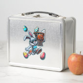 Happy Easter Basketball Boys Easter Bunny Funny Ea メタルランチボックス (インサイチュ)