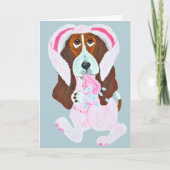 Happy Easter Basset Hound Easter Bunny カード (正面)