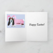 Happy Easter Basset Hound Easter Bunny カード (内部)