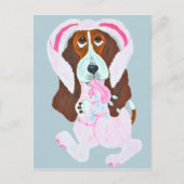 Happy Easter Basset Hound Easter Bunny ポストカード (正面)