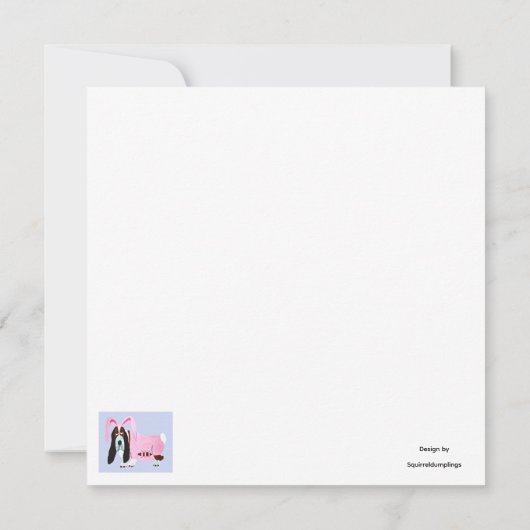 Happy Easter Basset Hound Easter Bunny 招待状 (裏面)