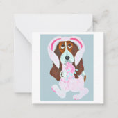 Happy Easter Basset Hound Easter Bunny card ノートカード (正面)