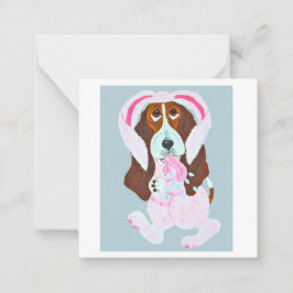 Happy Easter Basset Hound Easter Bunny card ノートカード