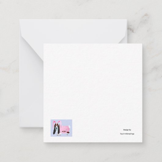Happy Easter Basset Hound Easter Bunny card ノートカード (裏面)