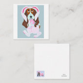 Happy Easter Basset Hound Easter Bunny card ノートカード (正面/裏面)