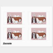 Happy Easter Basset Hound with bunnies  長方形シール (シート)