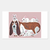Happy Easter Basset Hound with bunnies  長方形シール (正面)