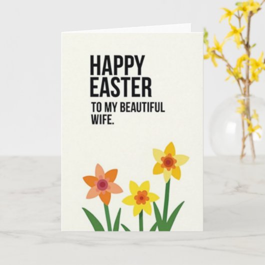Happy Easter Beautiful Wife Card カード (黄色い花)