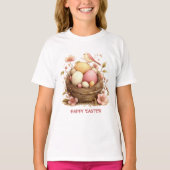Happy Easter Bird Nest Eggs Bird Tシャツ (正面)
