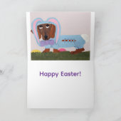 Happy Easter Black & Tan Dachshund in egg カード (内部)