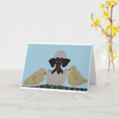 Happy Easter Black & Tan Dachshund in egg カード (黄色い花)