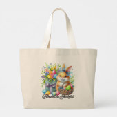 Happy Easter - Blessed & Grateful Tote Bag ラージトートバッグ (裏面)