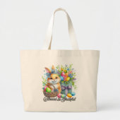 Happy Easter - Blessed & Grateful Tote Bag ラージトートバッグ (正面)