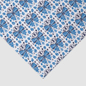 Happy Easter Blue Bow Folk Art Bunny & Eggs Spring 薄葉紙 (詳細)