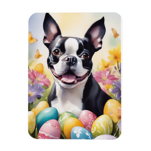 Happy Easter Boston Terrier マグネット (縦)
