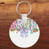 happy easter bow bunny bruh, retro, vintage キーホルダー (正面)