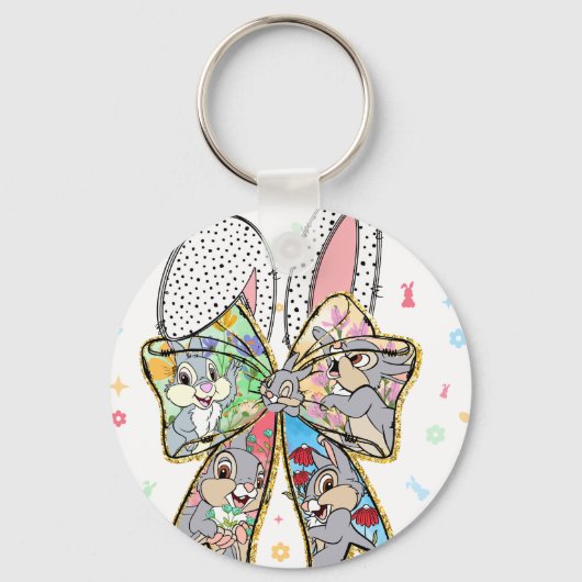 happy easter bow bunny, retro, vintage キーホルダー (正面)